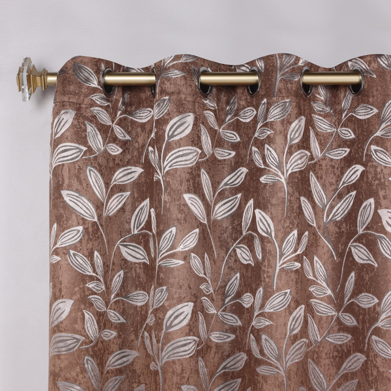 Panneaux de rideaux à passe-tringle en polyester Finklea, Cuivre, l 52 po x L 72 po