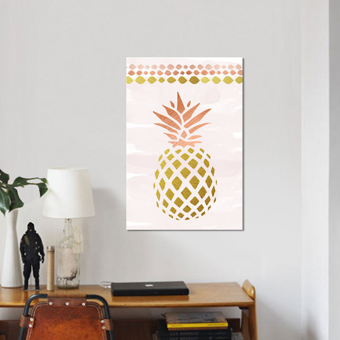 Glam Pineapple par Amanda Murray - Giclée sur toile tendue avec châssis, H 12 po x l 8 po x P 0,75 po, Toile tendue