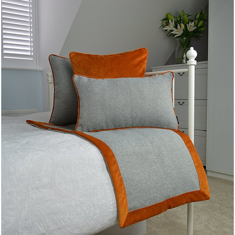 Locklin Throw Blanket, Grey/Burnt Orange, W180 x L254cm 