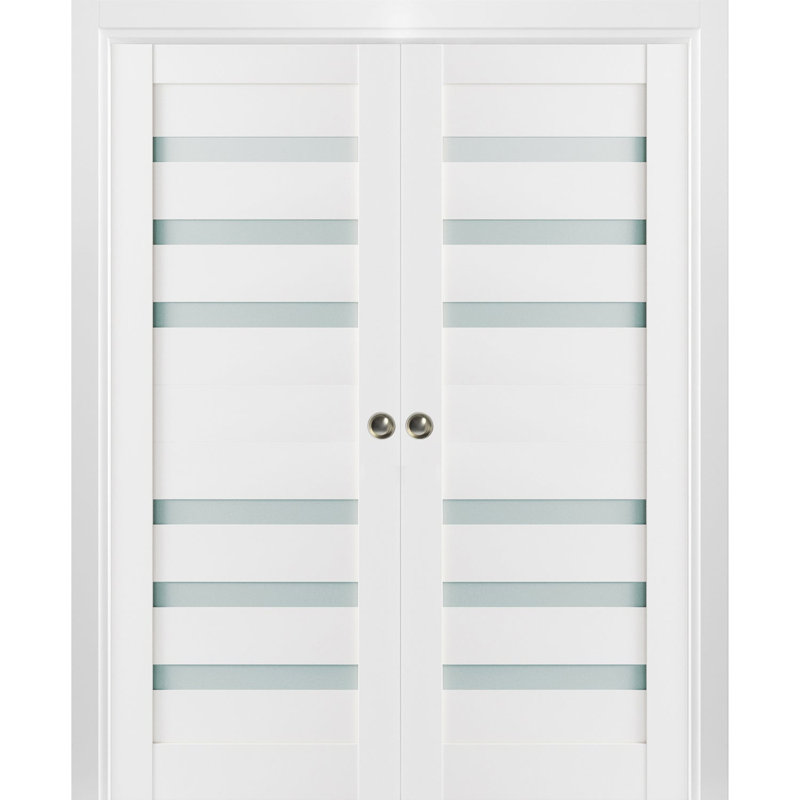Portes blanches en verre givré Quadro, 84 po x 96 po