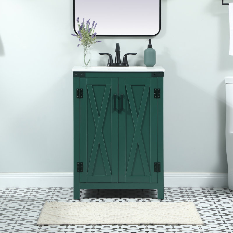 Ensemble de meuble-lavabo simple 24 po Slayton, Vert