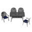 Patio 5 - fonte d'aluminium, noir, rouille, coussins confortables, chaises empilables, table rectangulaire pour 4 personnes en aluminium et chaises avec housse hydrofuge