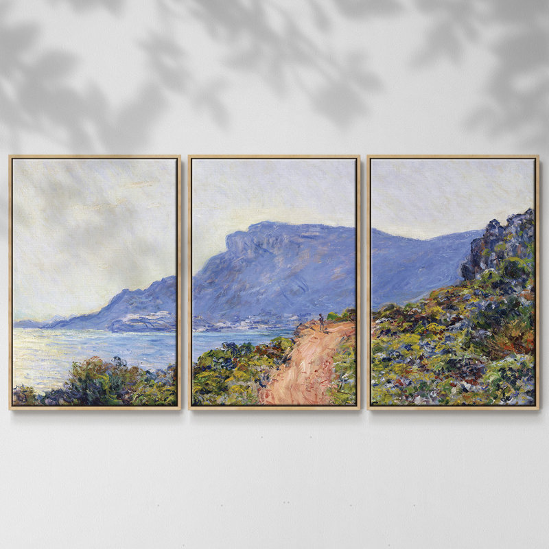 Monet, reproduction sur toile 3 pièces, H 24 po x l 48 po x P 2 po, Naturel