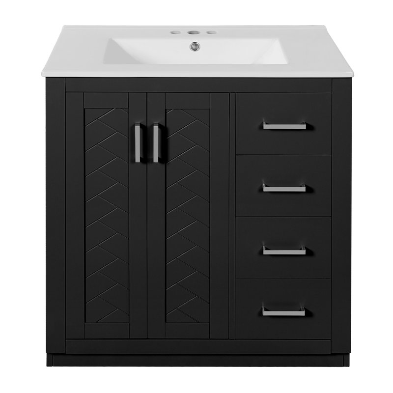 Meuble-lavabo 30 po avec comptoir en céramique, Noir
