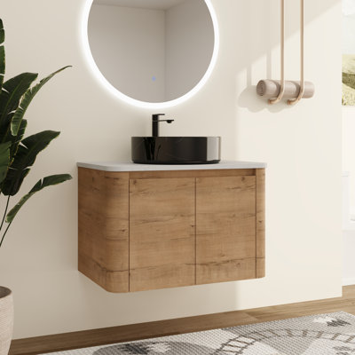 Meuble-lavabo mural simple 30 po avec lavabo en céramique Greythor 