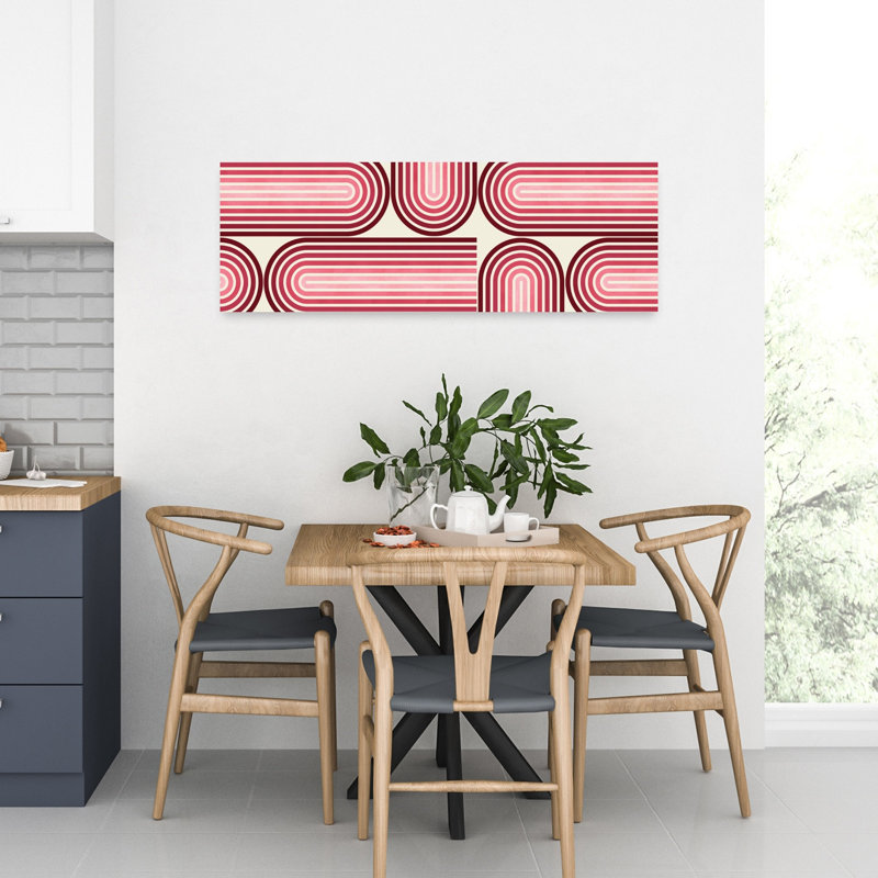 Art mural abstrait géométrique rétro à rayures, H 12 po x l 36 po
