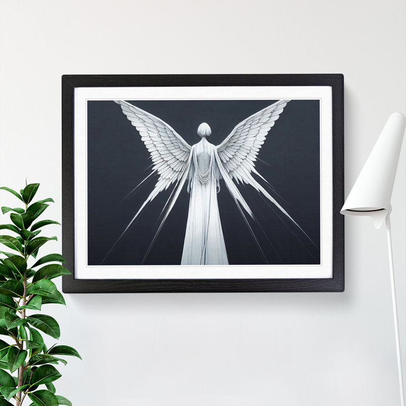 Stunning Angel - Single Picture Frame Print, Black, 46cm H x 64cm W x 2cm D