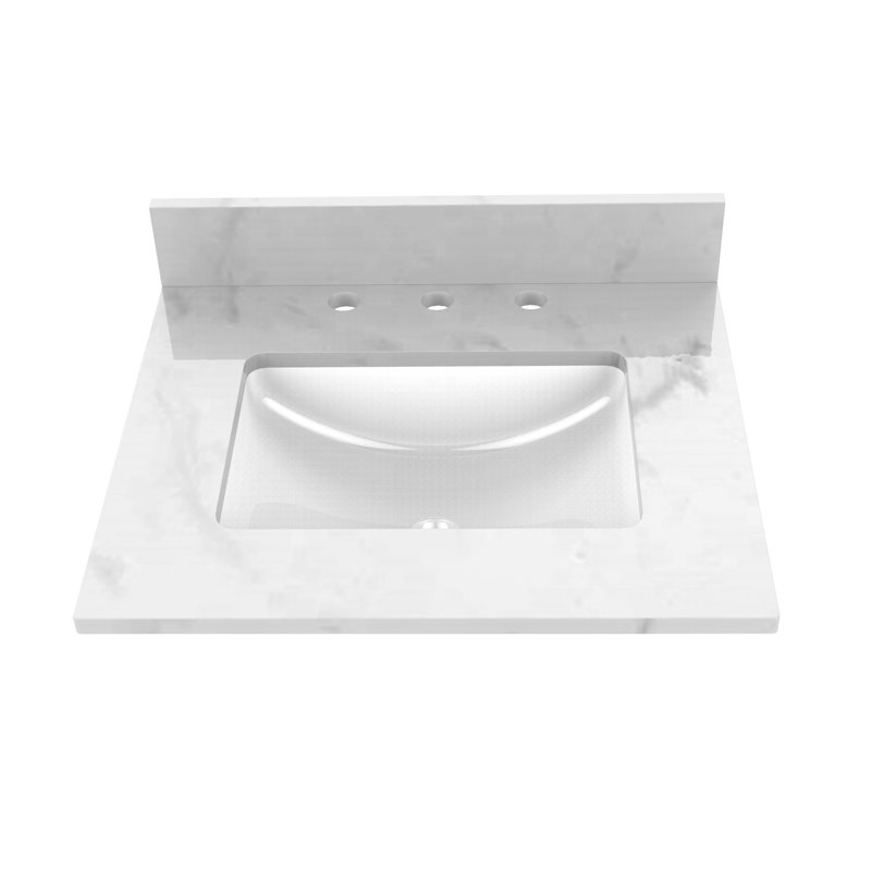 25'' Engineered Stone Single Bathroom Vanity Top with Sink, Bright White