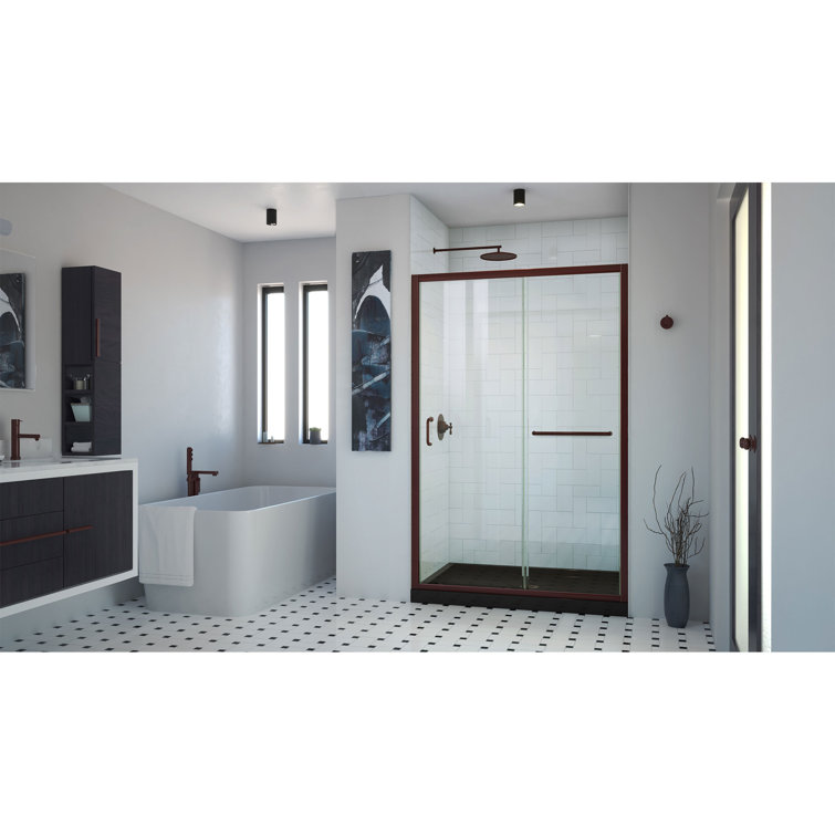 DreamLine Infinity-Z 32 in.D x 54 in.W x 74 3/4 in.H Clear Sliding Shower Door in Oil Rubbed Bronze