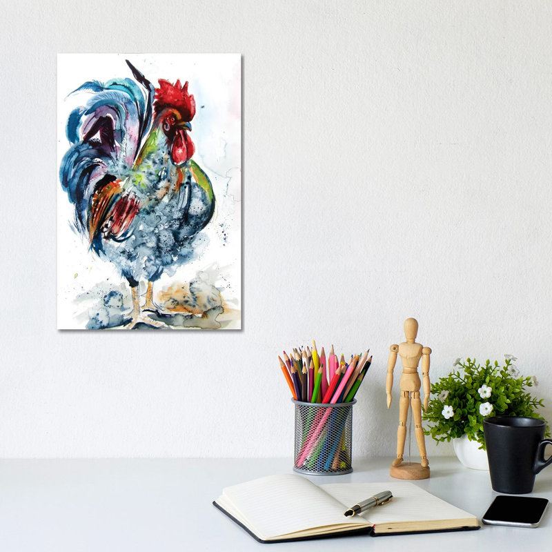 Proud Rooster by Anna Brigitta Kovacs - Wrapped Canvas Print, 20.32 cm H x 30.48 cm W
