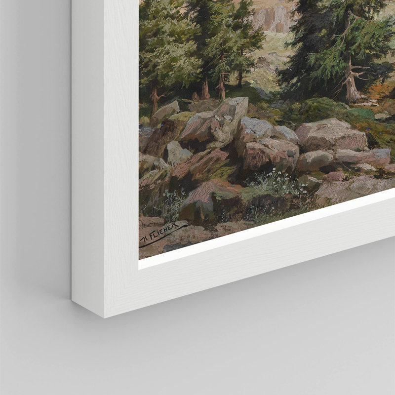 «Snowy Mountain Range Pine Tree» sur papier, Blanc, H 8 po x l 10 po