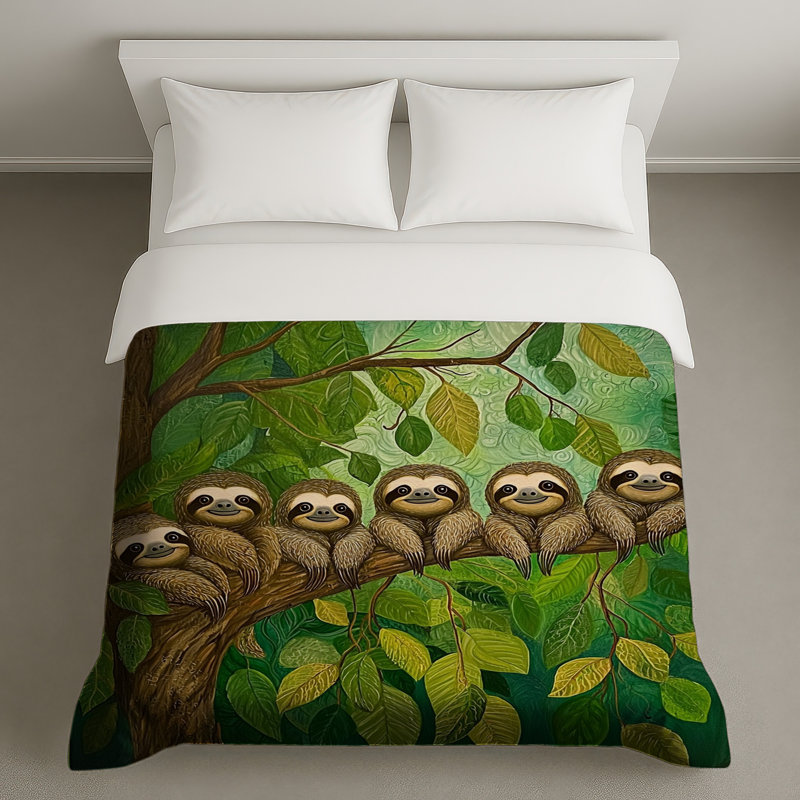 Housse de couette Sloths Bedding Animals Boho Boho, Très grand lit