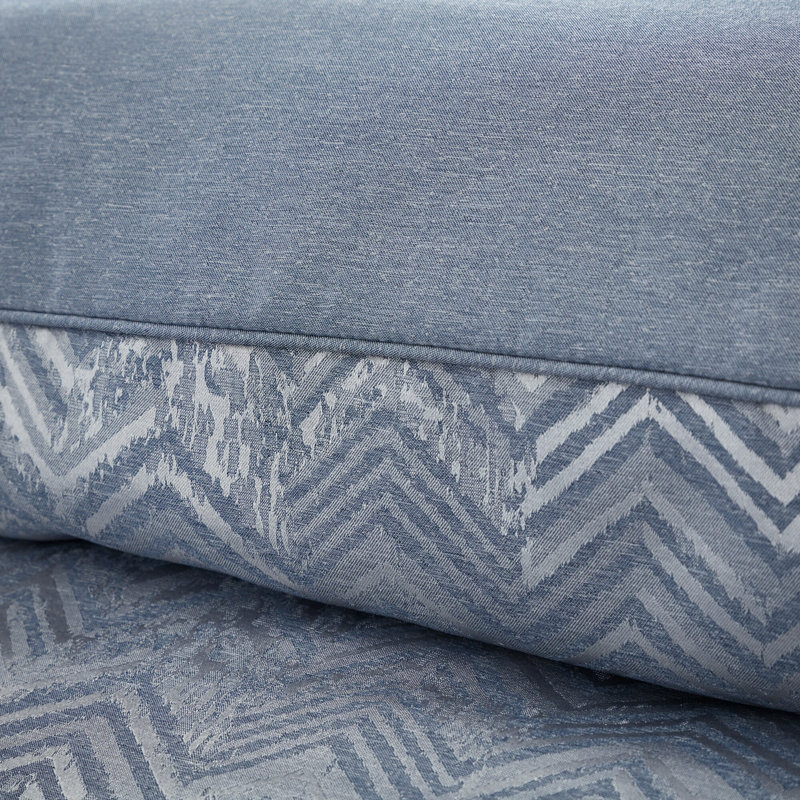Portfolio Home Antibes Chevron Waves Soft Easy Care Bed Linen Bedding Duvet Cover Set With Pillow Case, Blue
