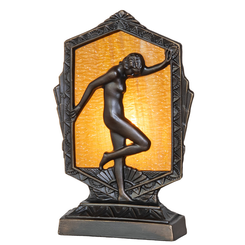 9" High Deco Posing Lady Accent Lamp, Orange