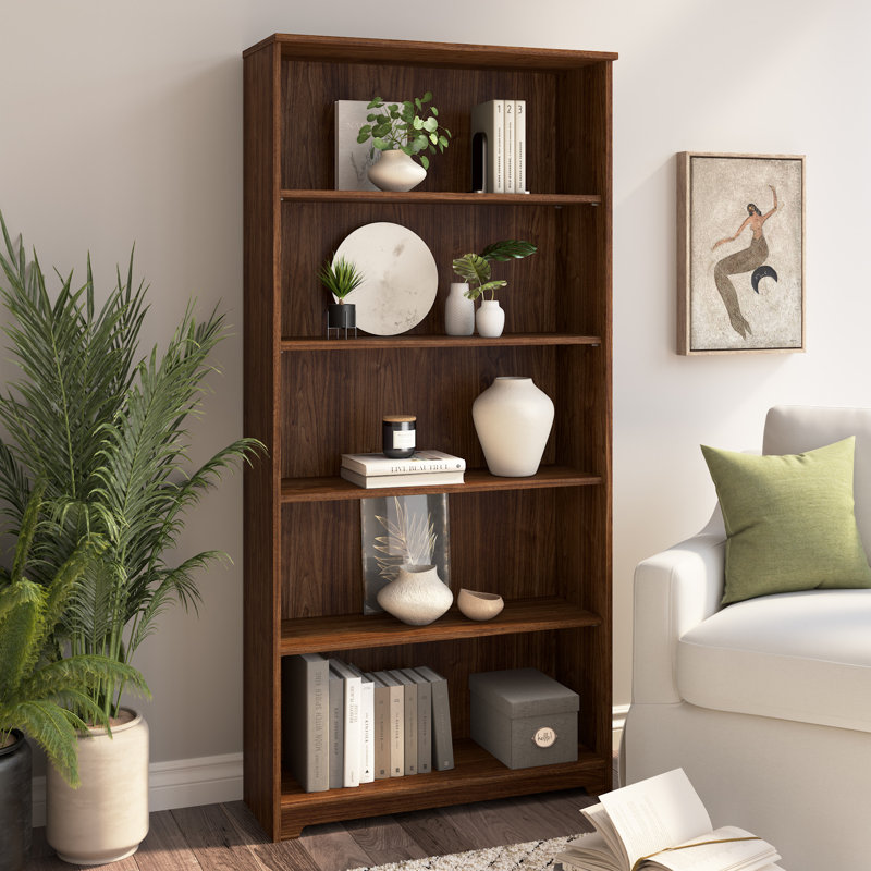 Tall 5 Shelf Bookcase in Modern Walnut, Modern Walnut