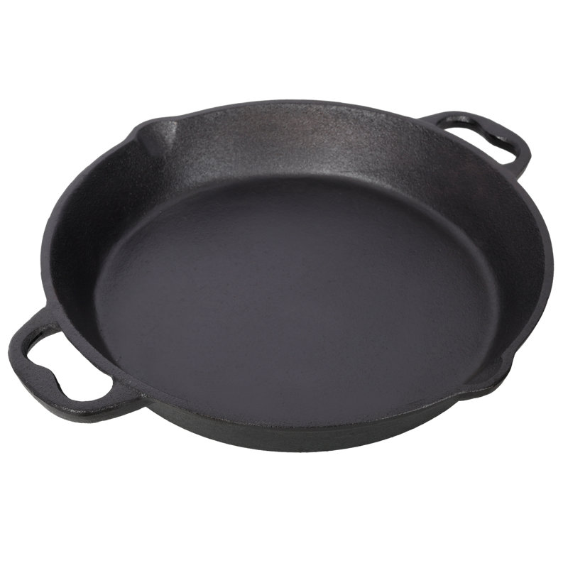 Poêle en fonte pré-assaisonnée de 17 po avec deux poignées - compatible avec la cuisinière, le gril, l'induction et le four