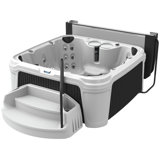 AquaRest DayDream 2800S Limited Edition White/Black Ensemble 7-Person 28-Jet Plug & Play Hot Tub with Ozonator, Waterfall, Step, Cover Lifter, Ice Bucket and Friction Heating