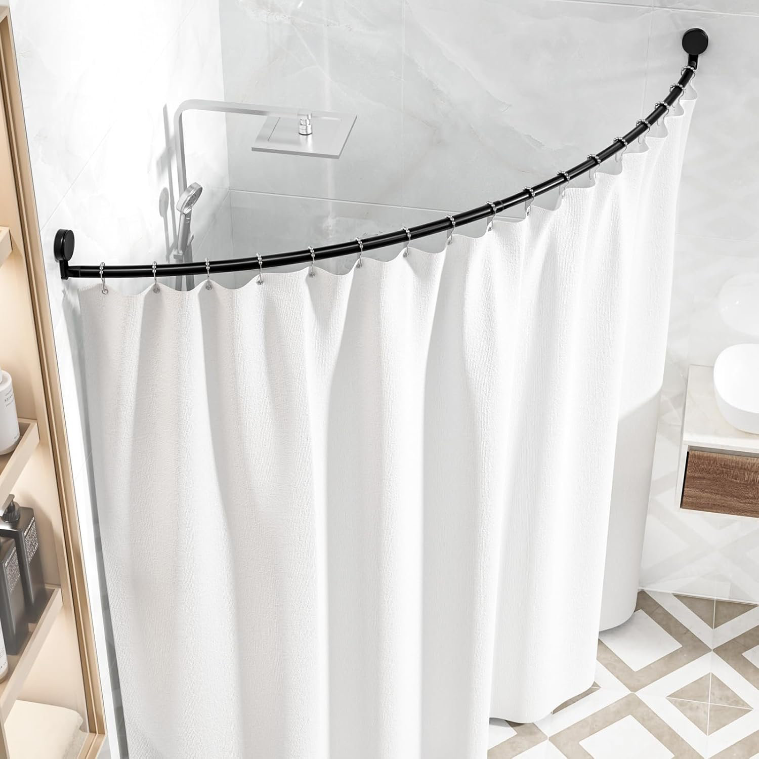 MABOSY Curved Shower Curtain Rod Tension 4272Inches Black Shower