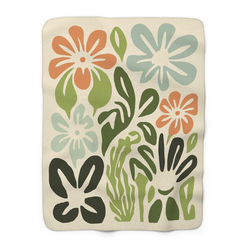 Spectrum Blossom Melody - couverture en sherpa de qualité supérieure 1 pièce - reproduction d'art luxueuse, Grand lit