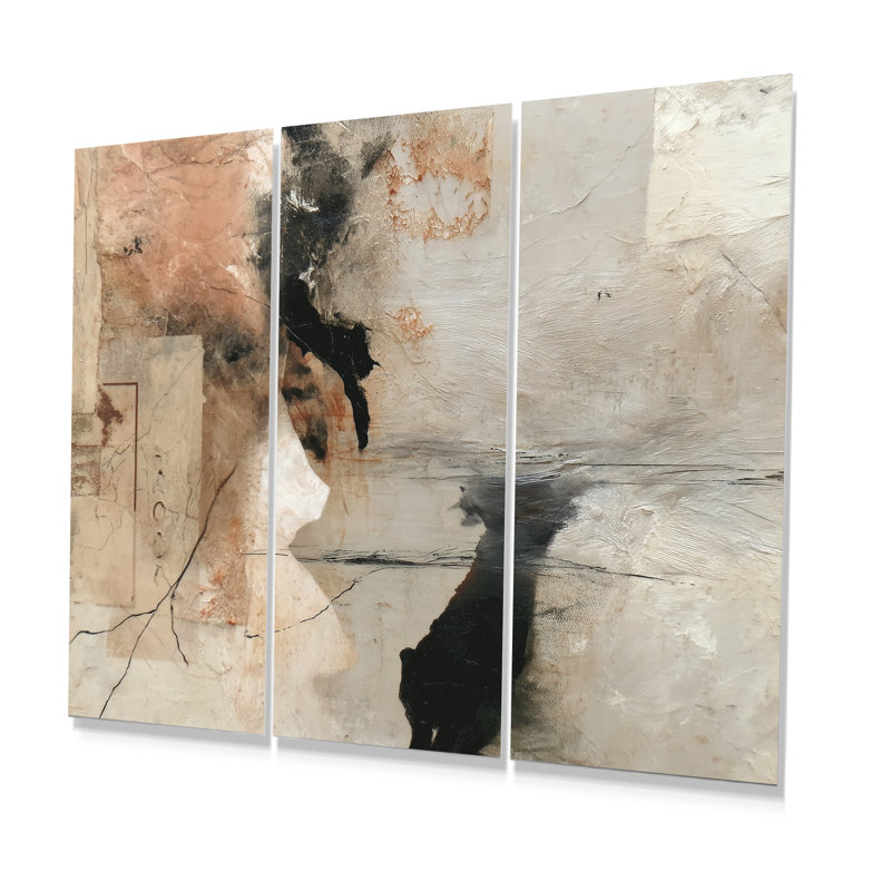 «Black and Grey Brushstroke», ensemble de décorations murales abstraites, H 40 po x l 60 po, Frameless Metal Print
