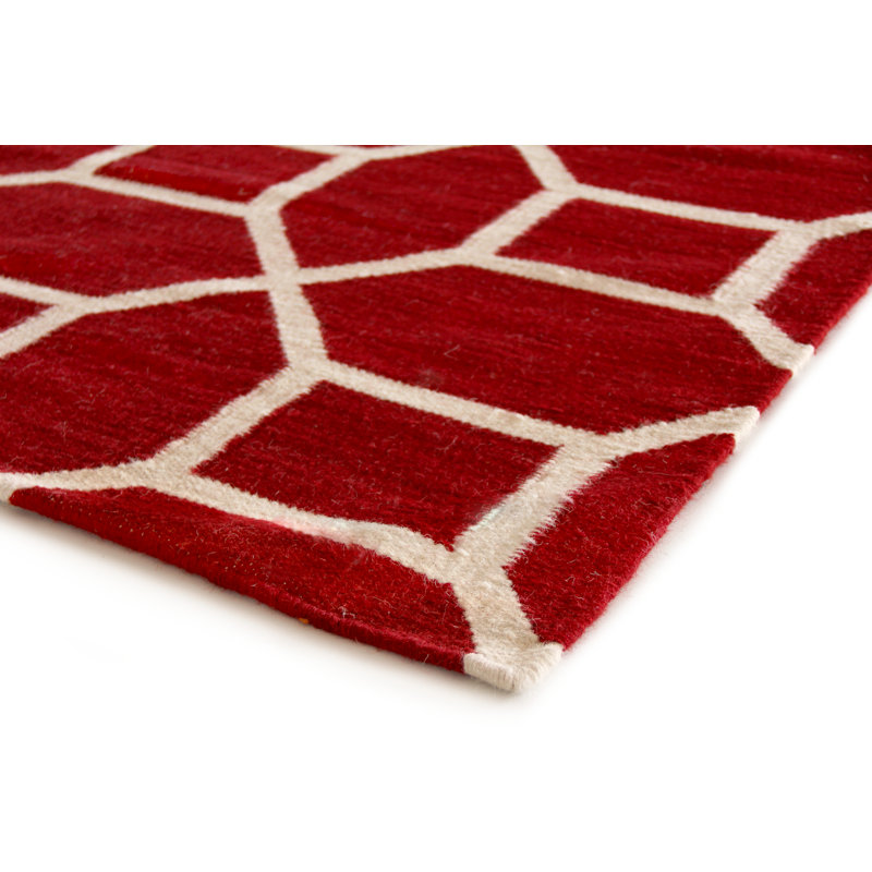 Wool Geometric Area Rug, Rectangle 5' x 8'
