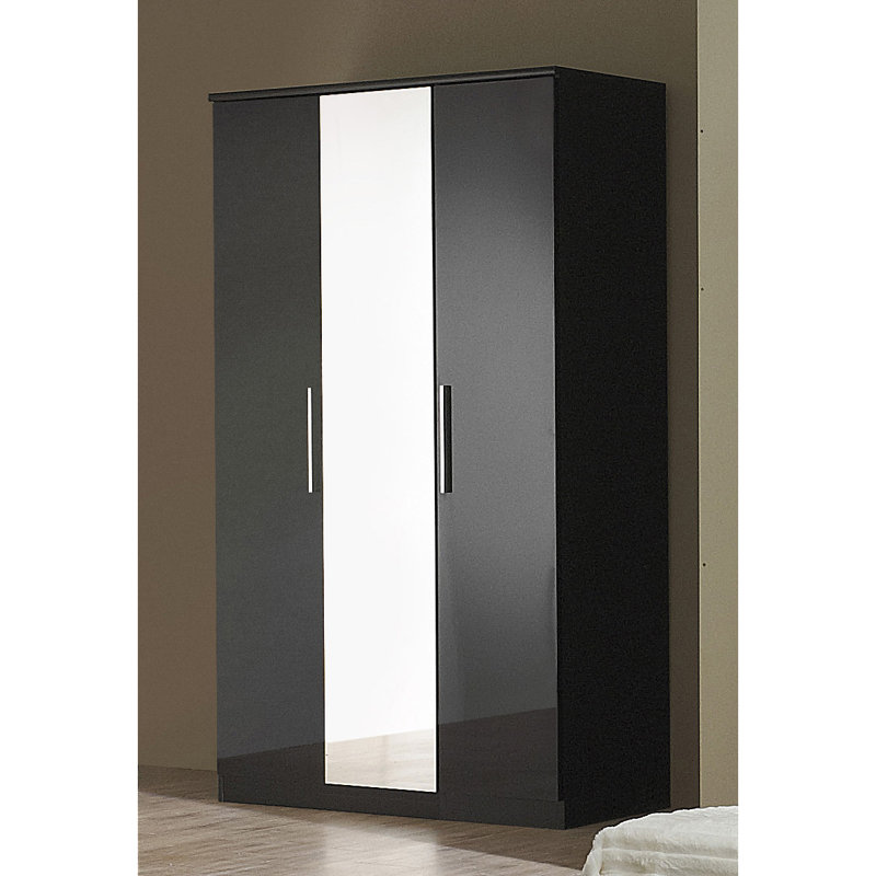 Kirkwood 3 Door Manufactured Wood Wardrobe, Black