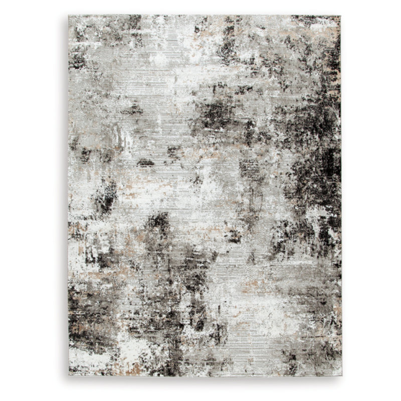 Langwell 10' x 14' Black and Gray Abstract Synthetic Rug