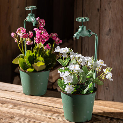 Vintage rétro en fer vert pot de fleurs rustique mural extérieur jardin décoration unique pot de fleur pour patio cour style campagne paysages décoration vert