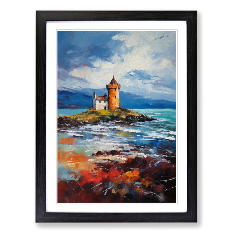 Scotland Impressionism - Single Picture Frame Print on Wood, 46cm H x 34cm W x 2cm D, Black