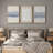 Geometric Line Blue Grunge Abstract Modern Neutral Pictures Frame Canvas 3 Piece Print Wall Art-90847618-90847617