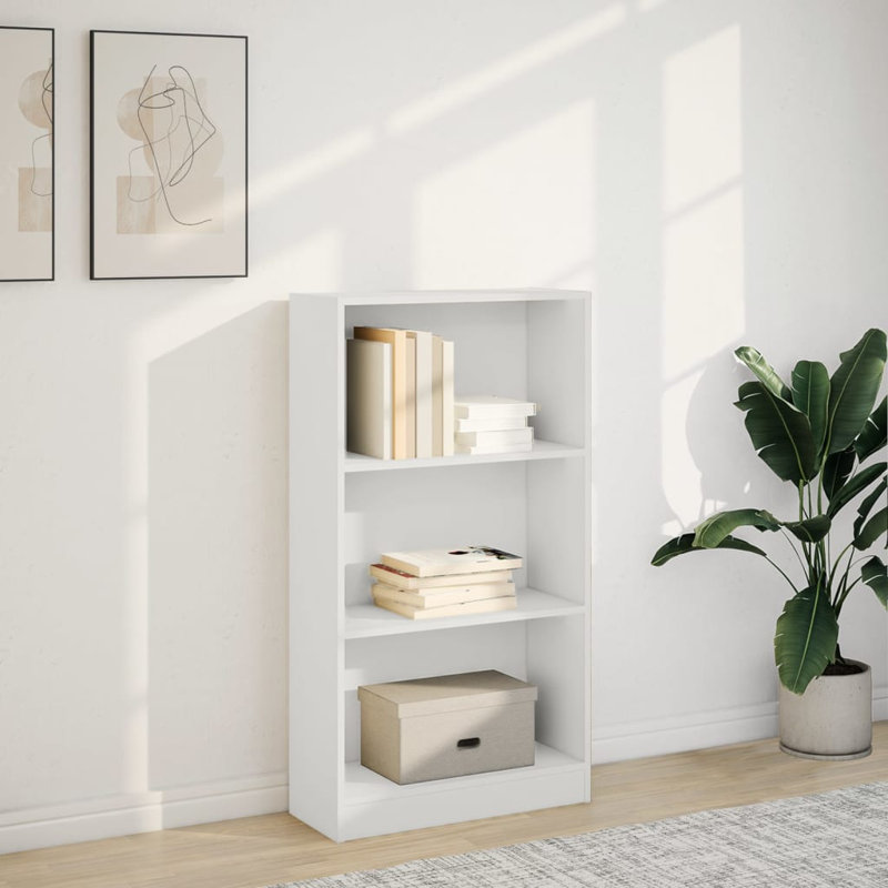 Rian Standard Bookcase, (3 Shelves) 109cmH x 60cmW x 24cmD, Black Oak