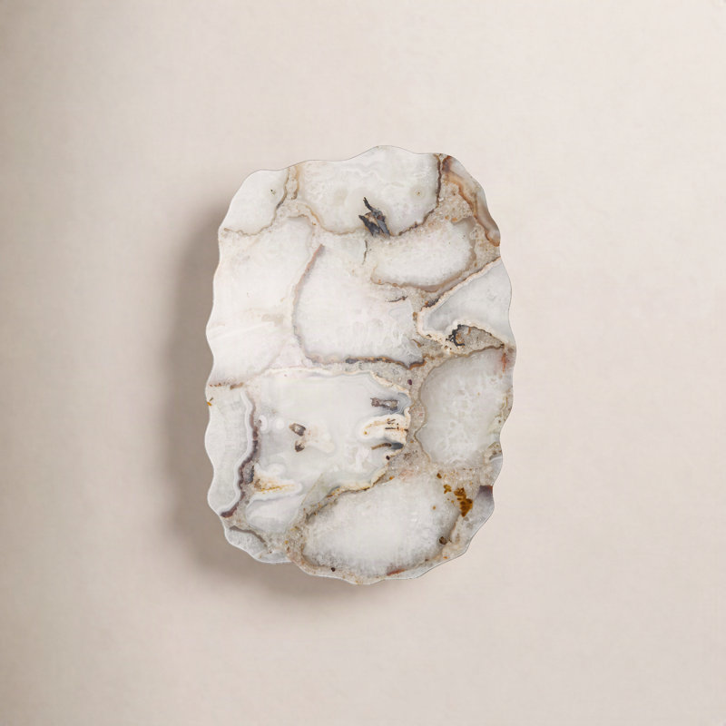 Plateau en agate blanche Amalia, H 0,5 po x l 8 po x L 12 po