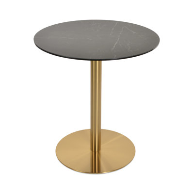 Tango Brushed Gold Bar Table In Wood Top