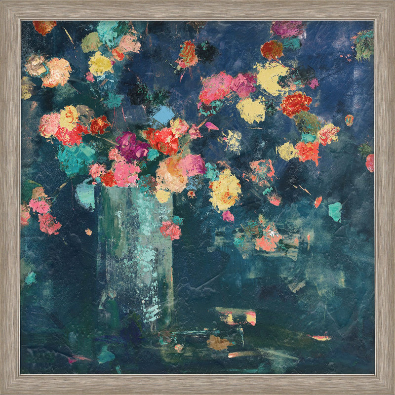 Art floral rétro sur fond bleu