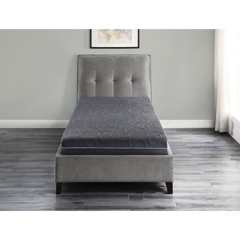 Matelas pour lit simple de 8 po, mousse viscoélastique imprégnée de gel, zone de confort ferme, couleur gris foncé, ressorts ensachés, déballage et installation simples en gel - expérience, apparence, installation simple encastrée