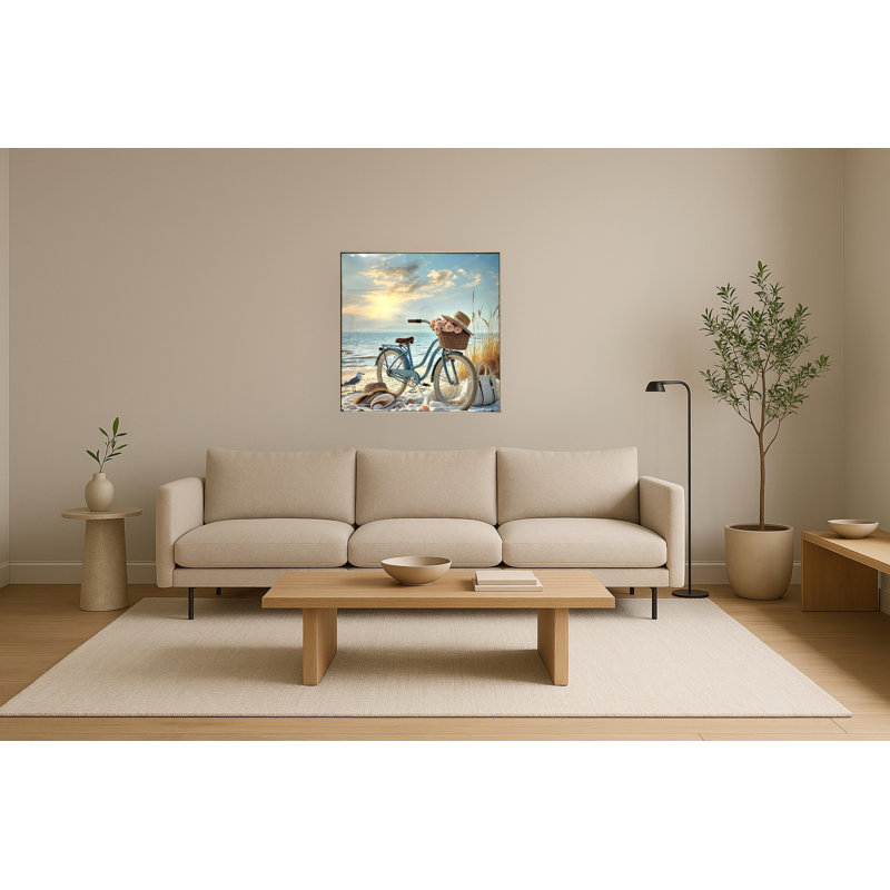 Art mural encadré Seaside Journey - 32 po x 32 po - Cadre en chêne