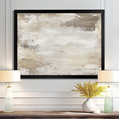 Beige Tan Neutral Limewash Calm I - Abstract Painting Picture Framed Wall Art