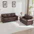 2 - Piece Sofa Set For Living Room Faux Leather Rolled Arm Couch Loveseat