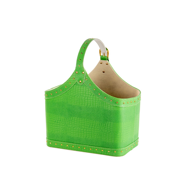 Cabeza Vegan Leather Free Standing Magazine Rack, Green