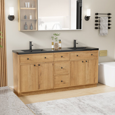 Meuble-lavabo double 72 po avec lavabo en résine Modern