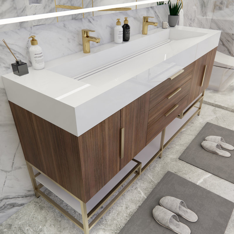 Ensemble de meuble-lavabo double 72 po Glasgow, Palissandre, Blanc