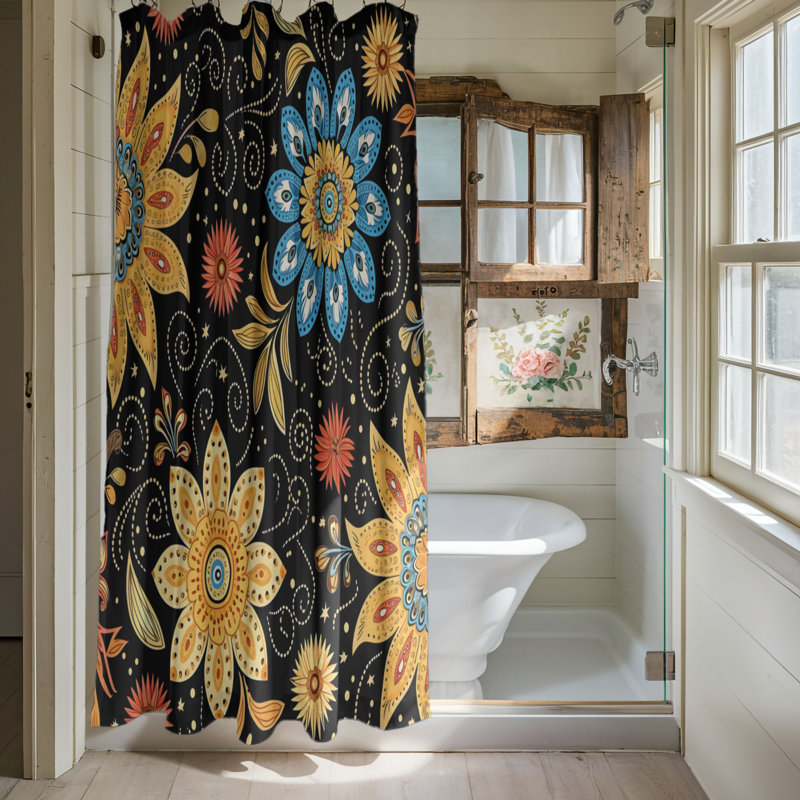Batik Petals - Rideau de douche Premium, H 74 po x l 71 po