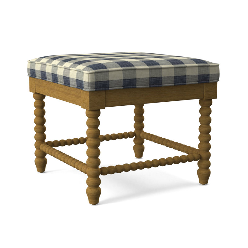 Lind Island Upholstered Bench, Blue Performance; 0357-63, Honey Finish