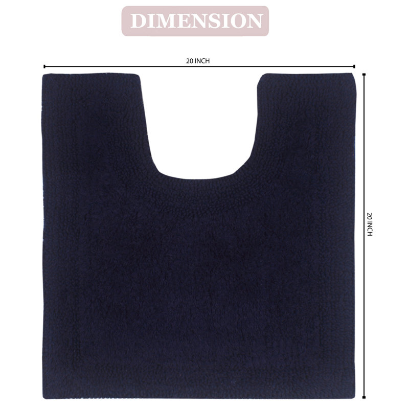 Bruss Luxury 100% Cotton Contour Bath Mat 20"x20" Reversible, Navy
