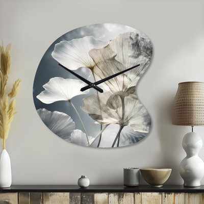 Tropical Palm Art For Ginkgo Art III - horloges murales asymétriques traditionnelles en métal, impression d'horloge murale de forme unique