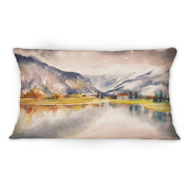 Autumn Landscape With Sky Reflected On Lake -1 Country Printed Throw Pillow