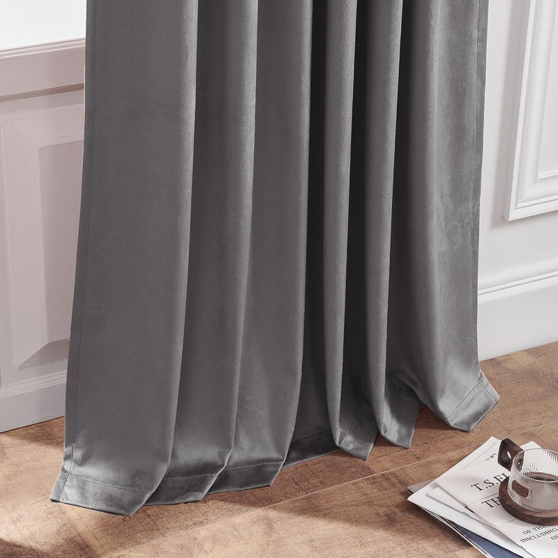 Aikens Blackout Rod Pocket and Back Tab Curtain Panel, 52" W x 84" L, Gray