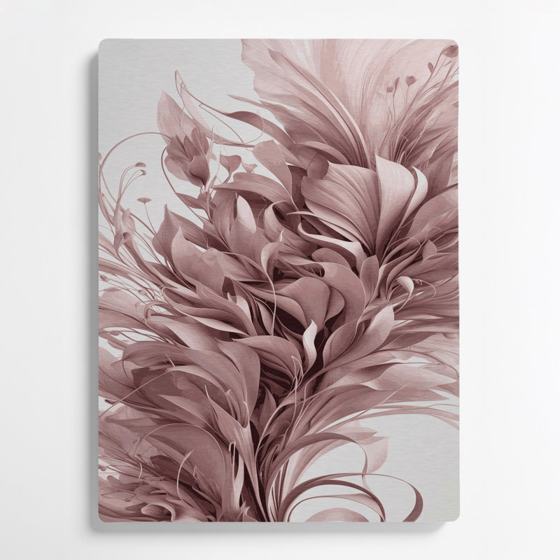 "Abstract Florals 99", art mural en métal brun, H 16 po x l 20 po