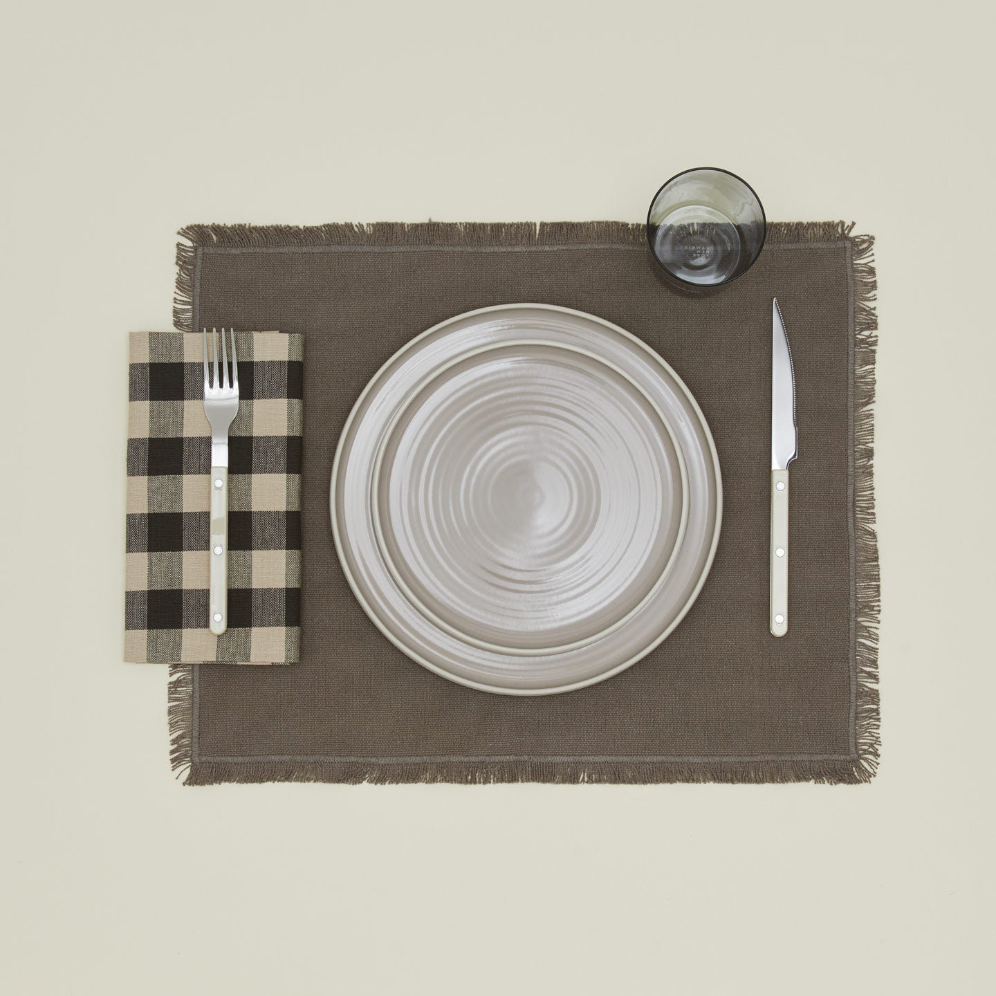 Essential Gingham Cotton Napkin, Black/Light Gray