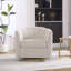 Fauteuil demi-tonneau pivotant rembourré en chenille avec base en bois massif-130549922